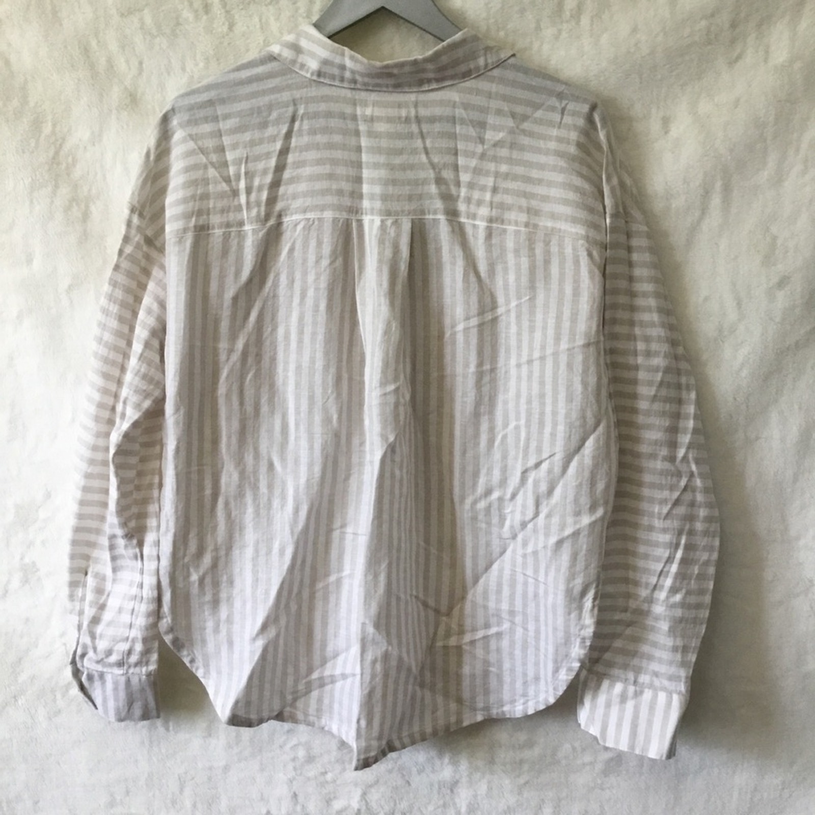 Upwest Cream And White Striped Button Shirt — image 8 of 8